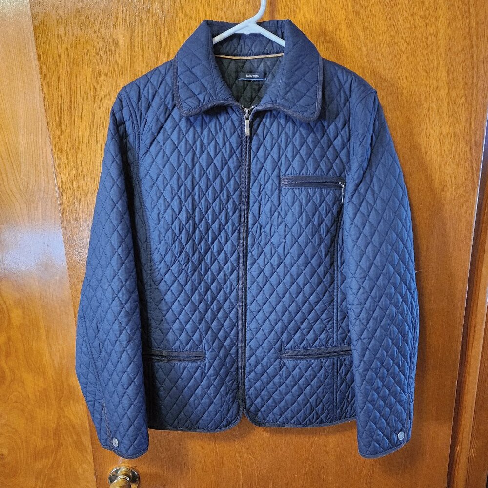 Women's Medium Nautica Navy Blue Zip Up Quilted Jacket